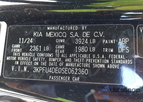 2025 Kia K4 Ex z USA, uszkodzony, nr VIN 3KPFU4DE0SE062360